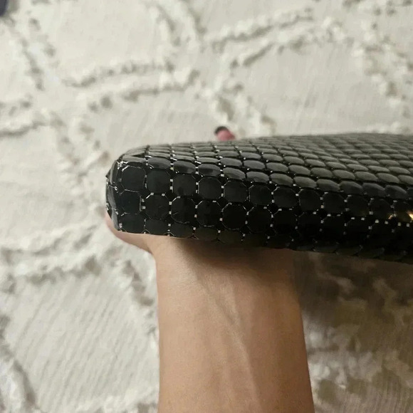 Whiting & Davis Black Mesh Zip Top Clutch With Original Creation Tag - Picture 9 of 14